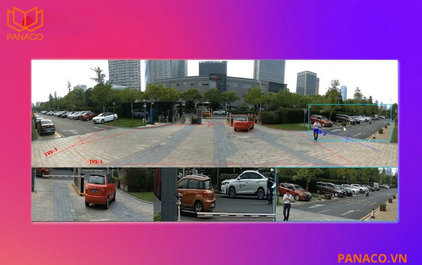 Camera chống trộm Dahua DH-IPC-PFW5849-A180-E2-ASTE có thể tự động phát hiện các hành vi như vượt hàng rào ảo, xâm nhập khu vực cấm, chạy nhanh bất thường