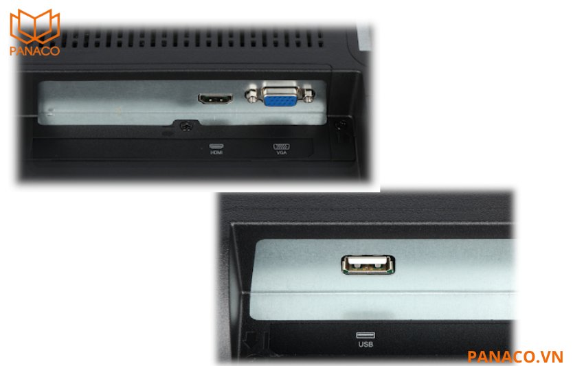 Màn hình được trang bị các cổng kết nối phổ biến gồm HDMI, VGA (D-Sub) và USB
