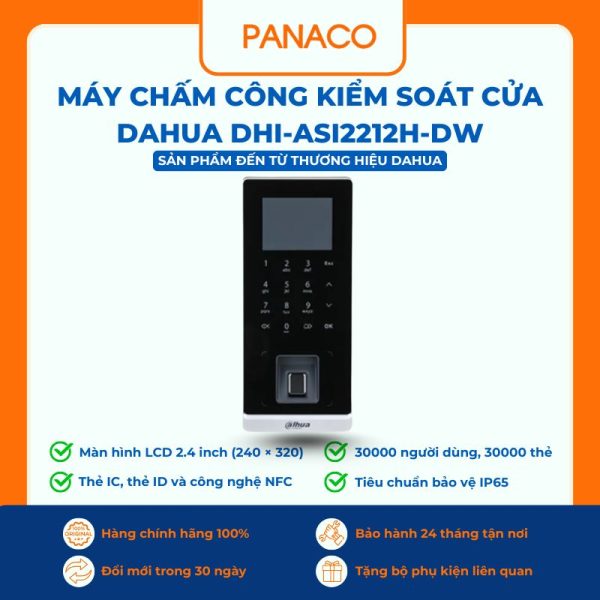 Máy chấm công kiểm soát cửa Dahua DHI-ASI2212H-DW