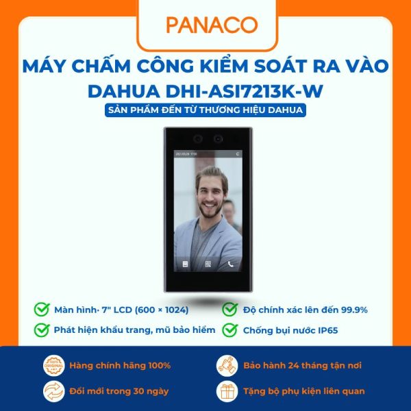 Máy chấm công vào ra nhận diện khuôn mặt Dahua DHI-ASI7213K-W