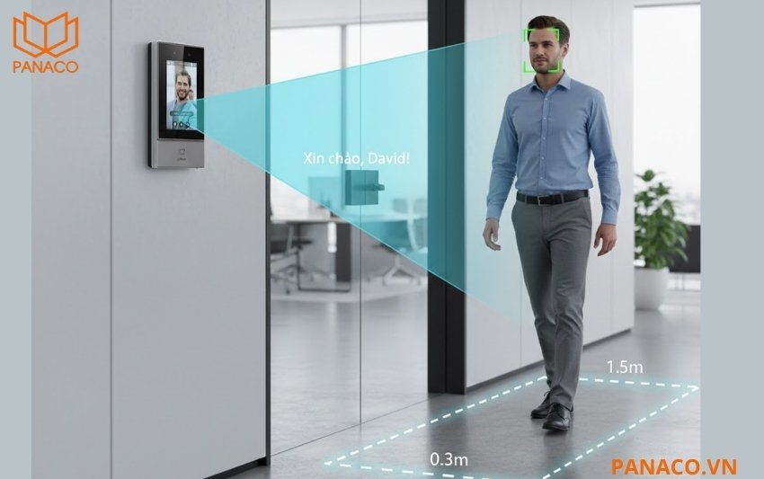 Máy nhận diện khuôn mặt trong khoảng cách từ 0.3 đến 1.5 mét