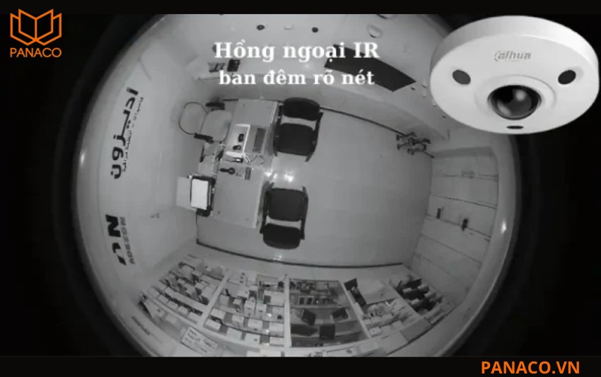 Camera an ninh Dahua DH-IPC-EBW81230P ghi hình rõ ràng trong phạm vi lên đến 10 mét khi môi trường không còn ánh sáng