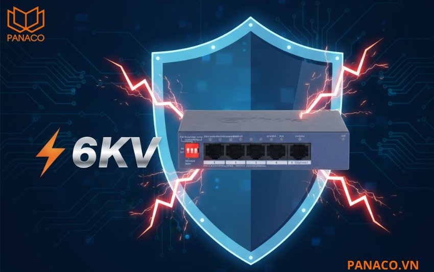 Switch Dahua DH-CS4005-4ET1GT-36 được trang bị khả năng chống sét 6KV
