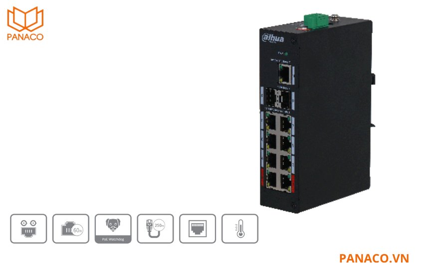 Switch POE Dahua 8 cổng thông minh DH-PFS3211-8GT-120