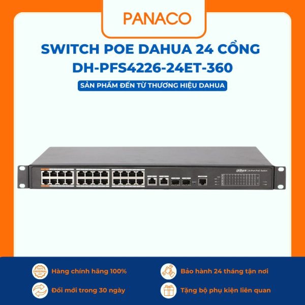 Switch Poe Dahua 24 cổng DH-PFS4226-24ET-360
