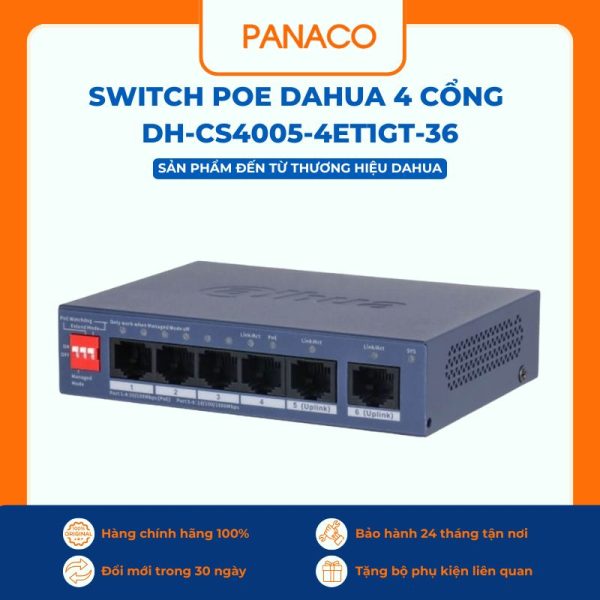 Switch Cloud 5 cổng Dahua DH-CS4005-4ET1GT-36