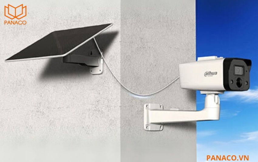 Tích hợp tấm pin năng lượng mặt trời giúp camera DH-IPC-HFW2441DG-4G-SP-B-MAX hoạt động tự chủ mà không phụ thuộc vào nguồn điện