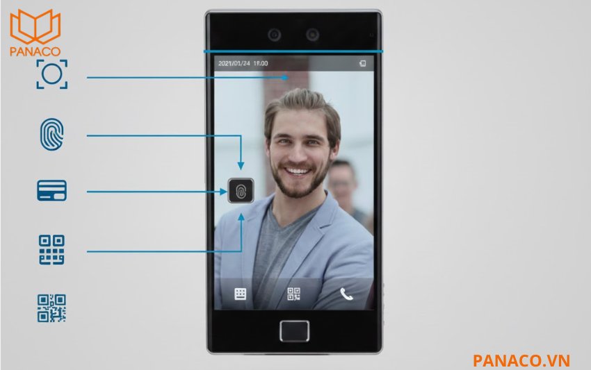 DHI-ASI8214S-W-V1 hỗ trợ mở khóa bằng khuôn mặt, vân tay, thẻ IC, mật khẩu và QR Code