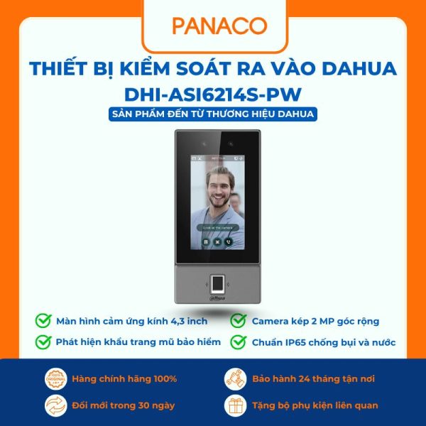 Kiểm soát ra vào bằng khuôn mặt Dahua DHI-ASI6214S-PW