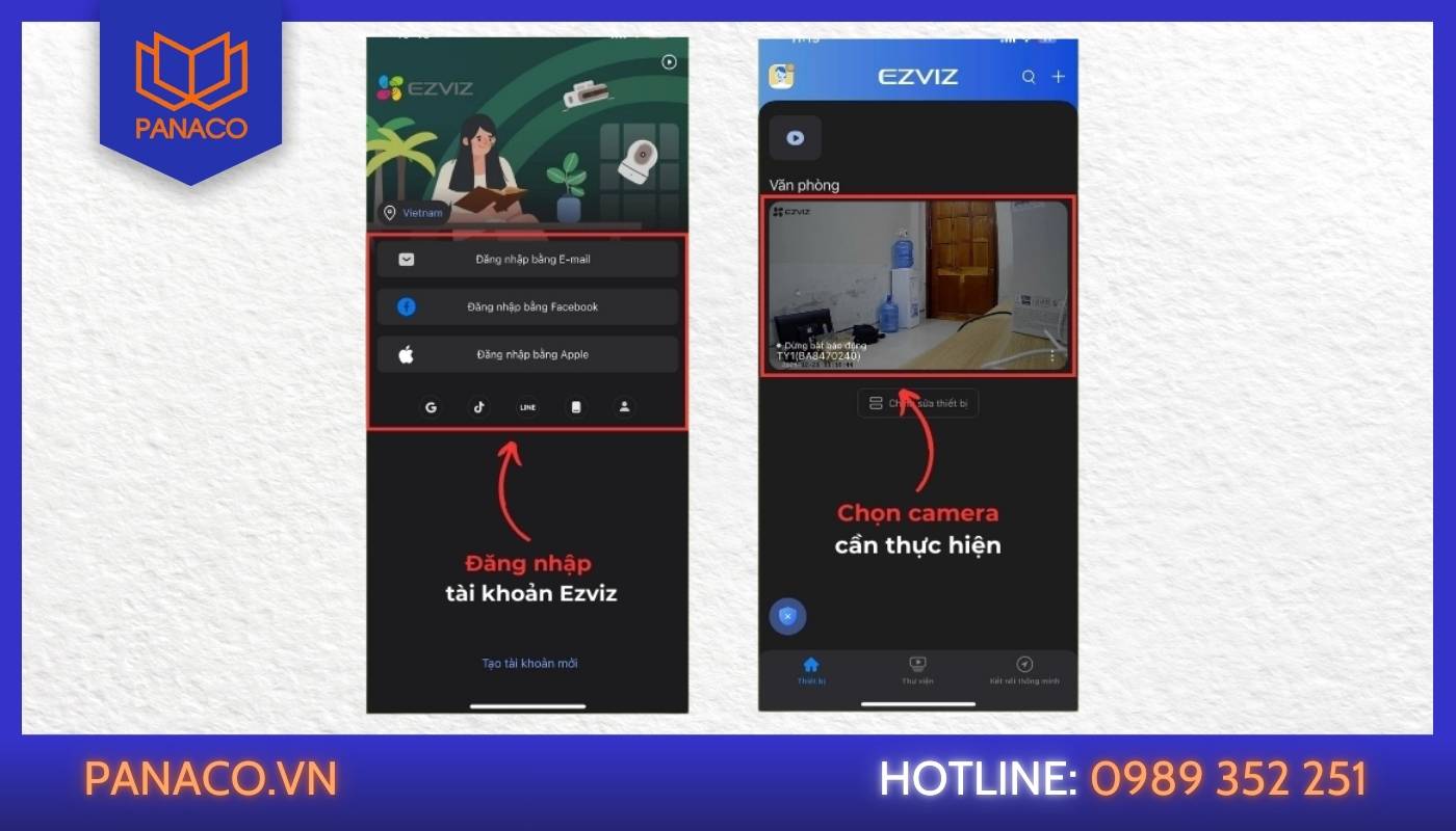 Kiểm tra firmware camera Ezviz - B1: Đăng nhập vào ứng dụng Ezviz và chọn khắc phục camera đang gặp lỗi