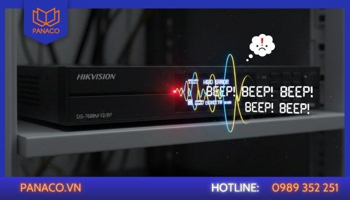 Đầu ghi phát ra tiếng bíp bíp liên tục