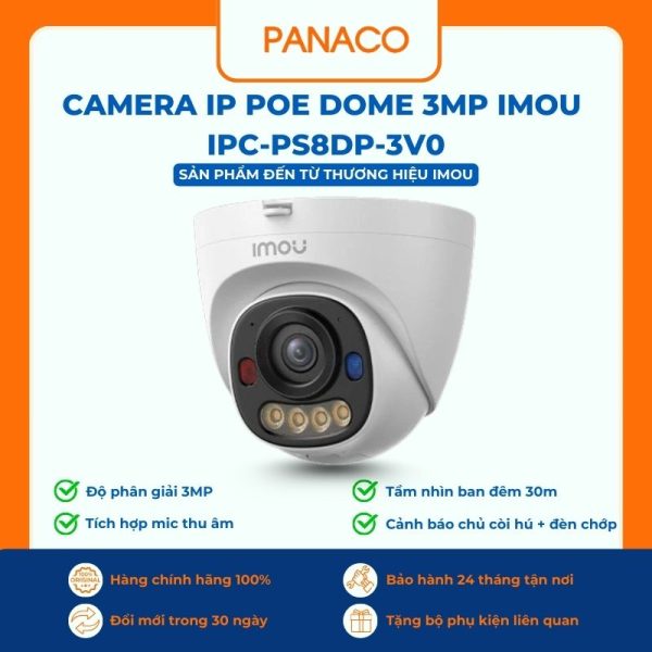 Camera IP PoE Dome 3MP Imou IPC-PS8DP-3V0