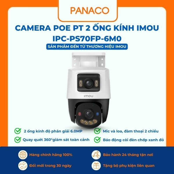 Camera PoE PT 2 ống kính 6MP IMOU IPC-PS70FP-6M0