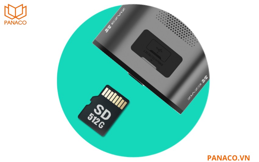 Camera Ezviz EB5 4K hỗ trợ khe cắm thẻ nhớ 512GB
