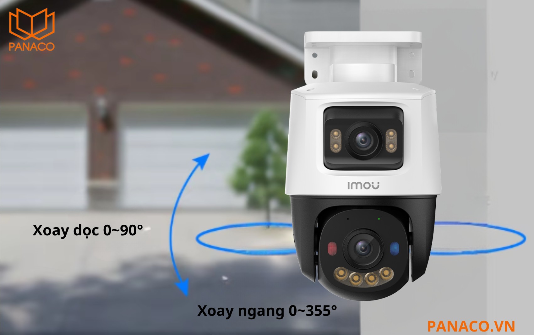 Ống kính quay quét xoay ngang 0~355° và xoay dọc 0~90°