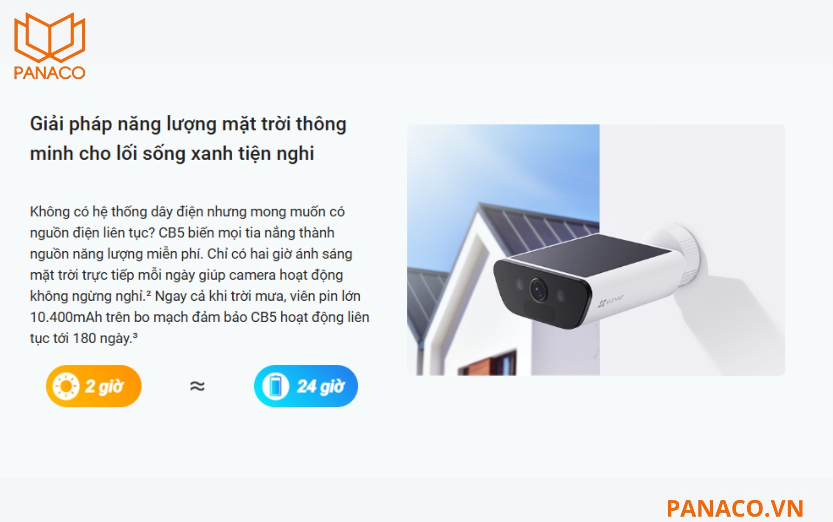 Ezviz CB5 4K sở hữu pin sạc dung lượng lớn 10.400mAh