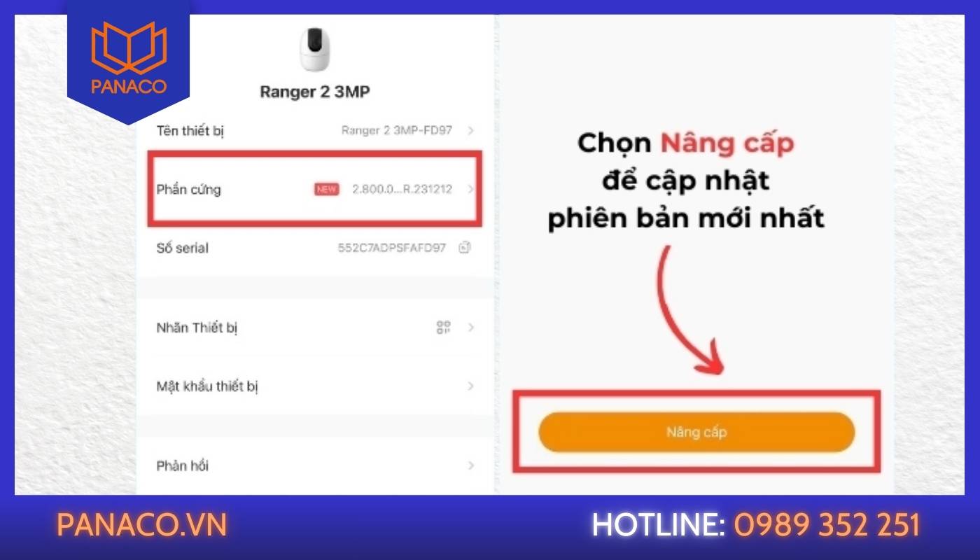 Nâng cấp firmware để khắc phục camera Imou nháy đèn đỏ