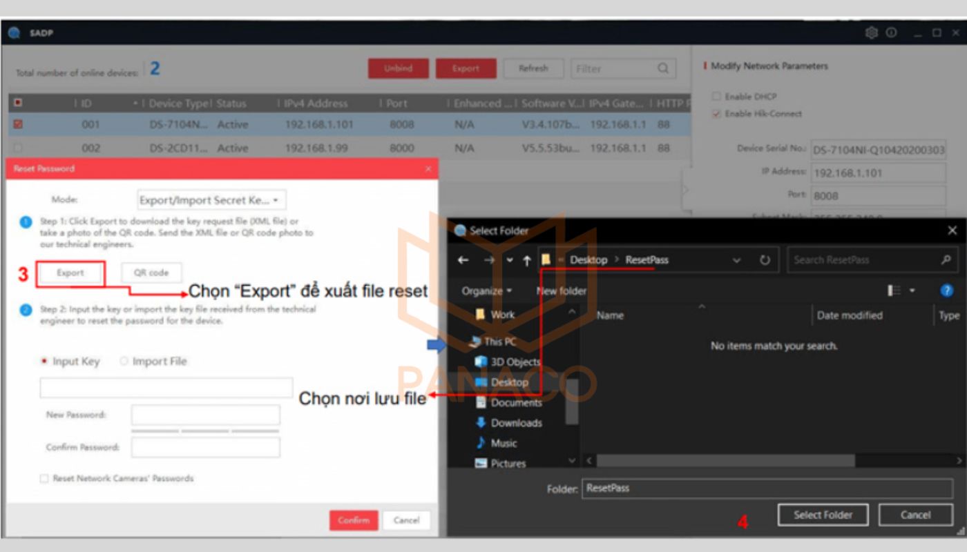 Chọn Export camera Hikvision bị khóa