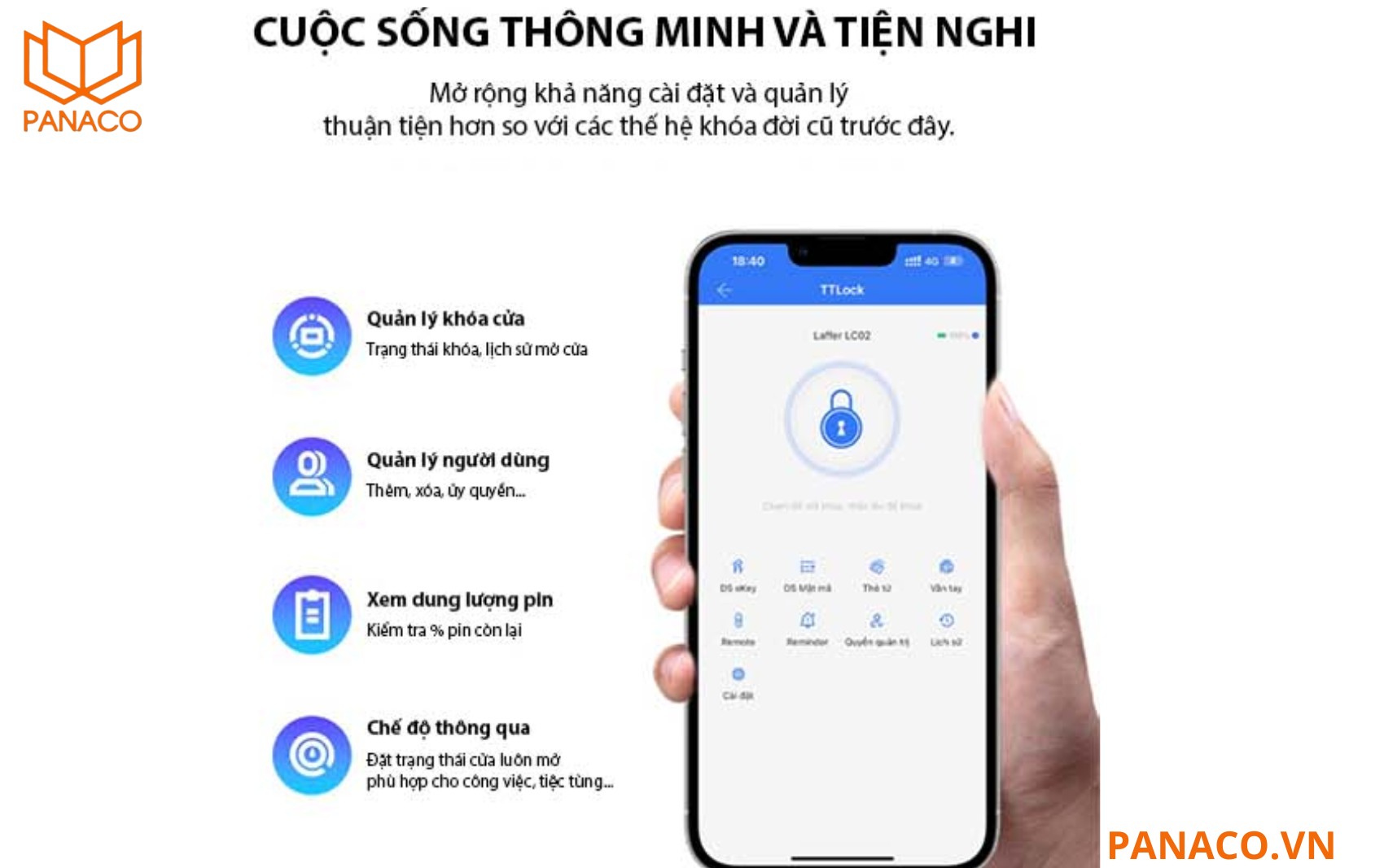 Laffer LC02 tích hợp phần mềm TTLOCK hoàn toàn bằng tiếng Việt