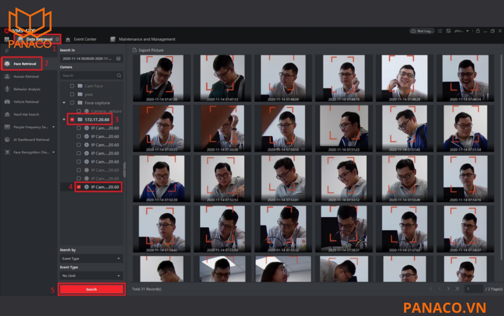 Tính năng Face Capture giúp hệ thống lưu trữ dữ liệu nhân dạng