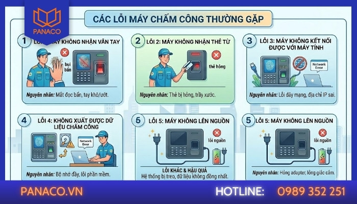 Các lỗi máy chấm công thường gặp