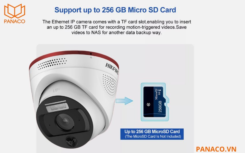 Camera HF-VH 223 trang bị khe cắm thẻ nhớ dung lượng 256GB