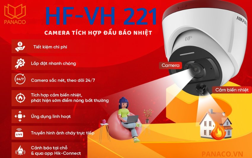 Camera tích hợp đầu báo nhiệt Hikfire HF-VH 221