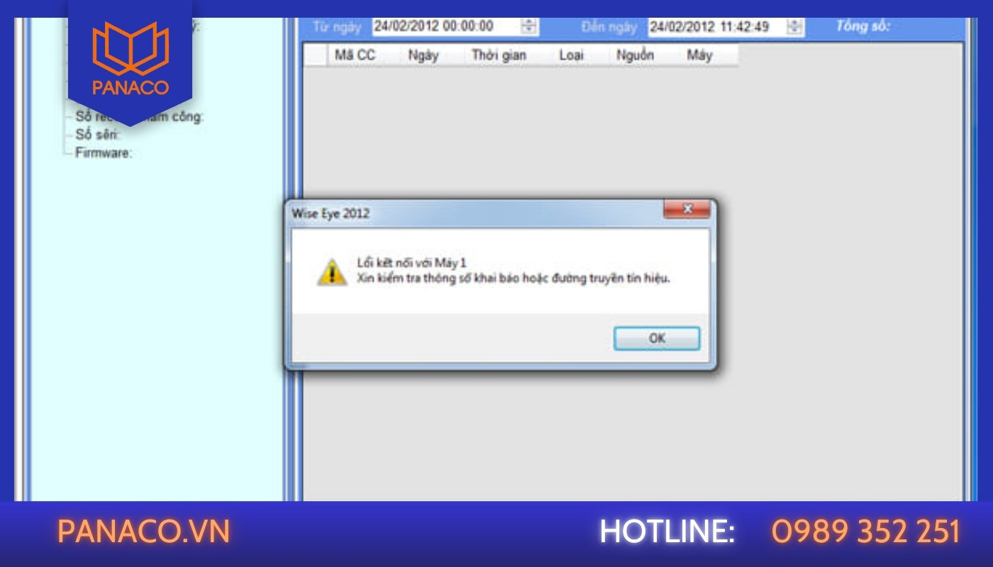Lỗi không kết nối với phần mềm chấm công