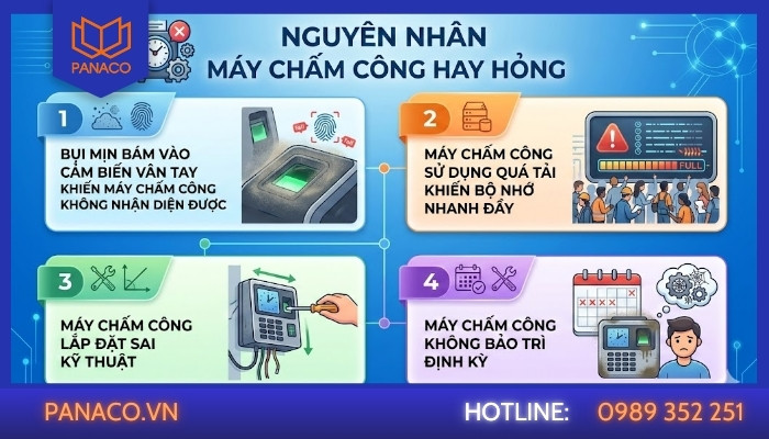 Nguyên nhân máy chấm công hay hỏng tại quận 3