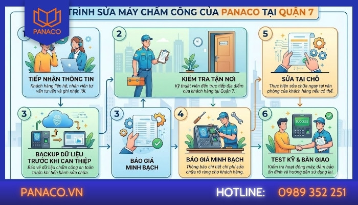 Quy trình sửa máy chấm công tại Panaco
