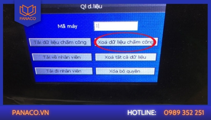 Xóa dữ liệu chấm công cũ trong máy chấm công