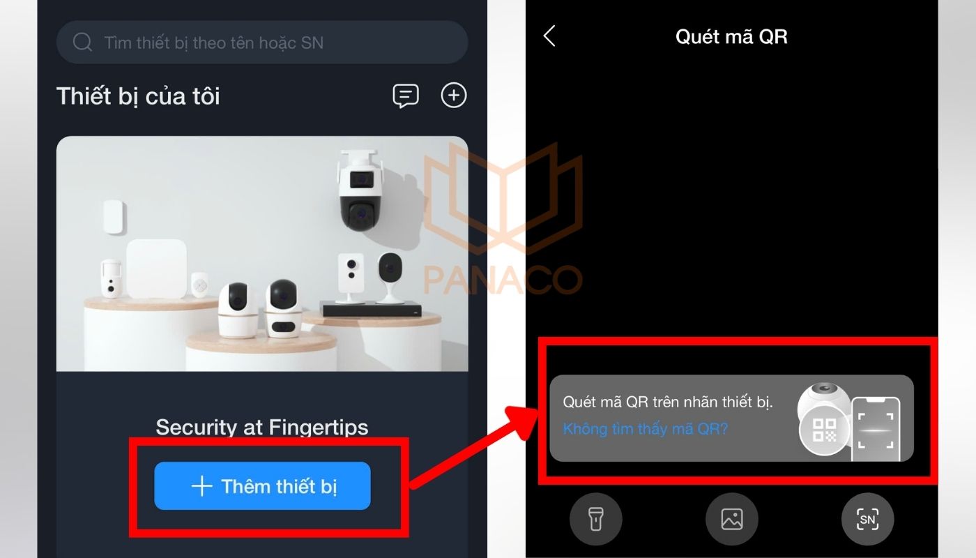 Thêm camera bằng cách quét mã QR Thêm camera bằng cách quét mã QR