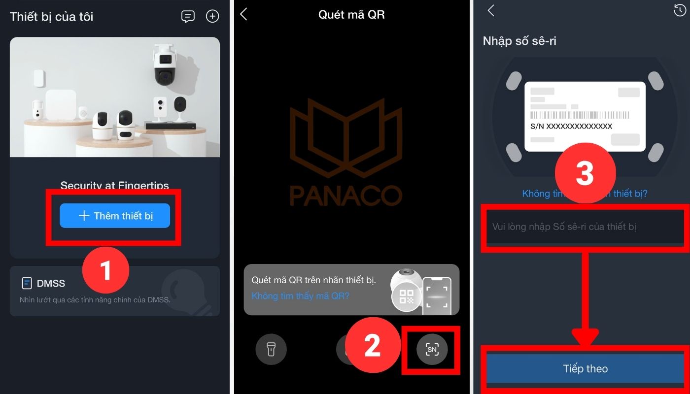 Thêm camera vào ứng dụng bằng mã Serial Thêm camera vào ứng dụng bằng mã Serial