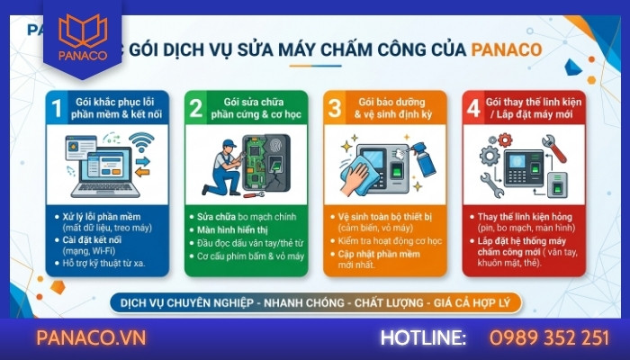 Các gói dịch vụ sửa máy chấm công tại Vĩnh Lộc của Panaco