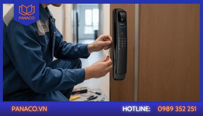 Lỗi khóa cửa điện tử bị _kẹt cơ_ do sụt lún hoặc cửa xệ