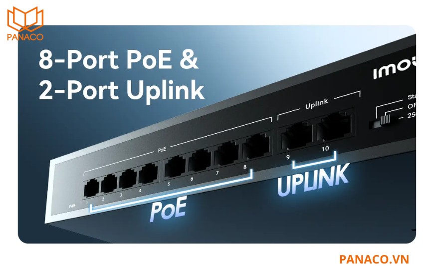 8 cổng PoE 10_100Mbps + 2 cổng uplink 100Mbps
