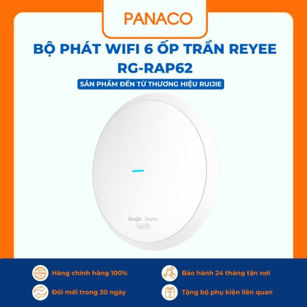 Bộ phát Wifi 6 ốp trần Reyee RG-RAP62