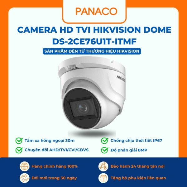 Camera HD TVI Hikvision Dome DS-2CE76U1T-ITMF