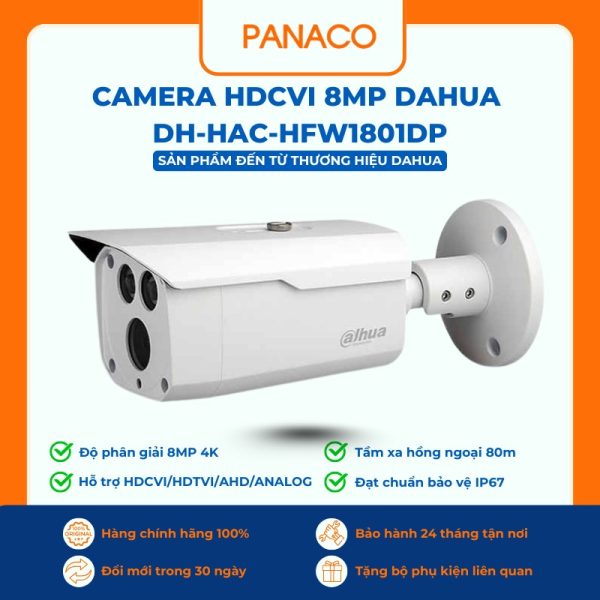 Camera HDCVI 8MP Dahua DH-HAC-HFW1801DPCamera HDCVI 8MP Dahua DH-HAC-HFW1801DP