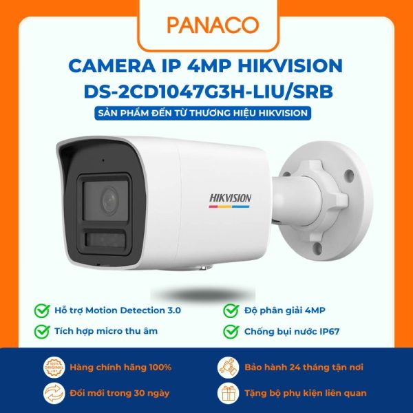 Camera IP 4MP HIKVISION DS-2CD1047G3H-LIU/SRB