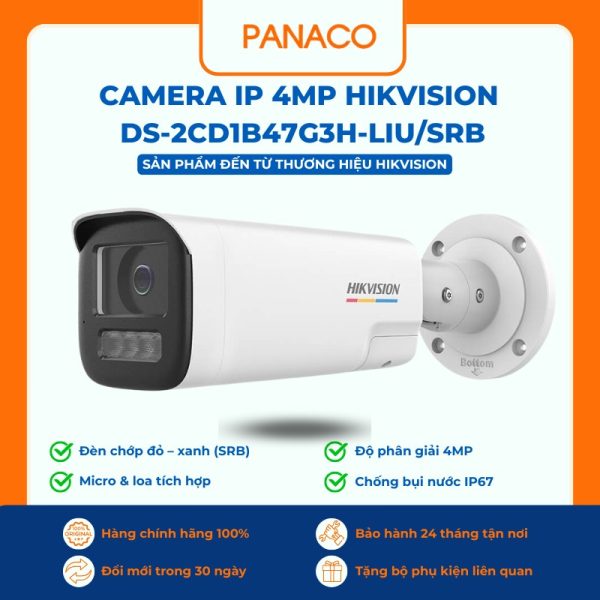 Camera IP 4MP HIKVISION DS-2CD1B47G3H-LIU/SRB