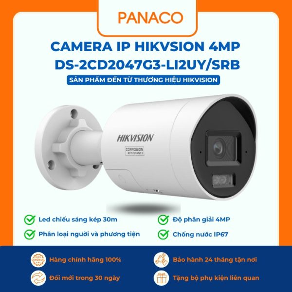 Camera IP HIKVSION 4MP DS-2CD2047G3-LI2UY/SRB