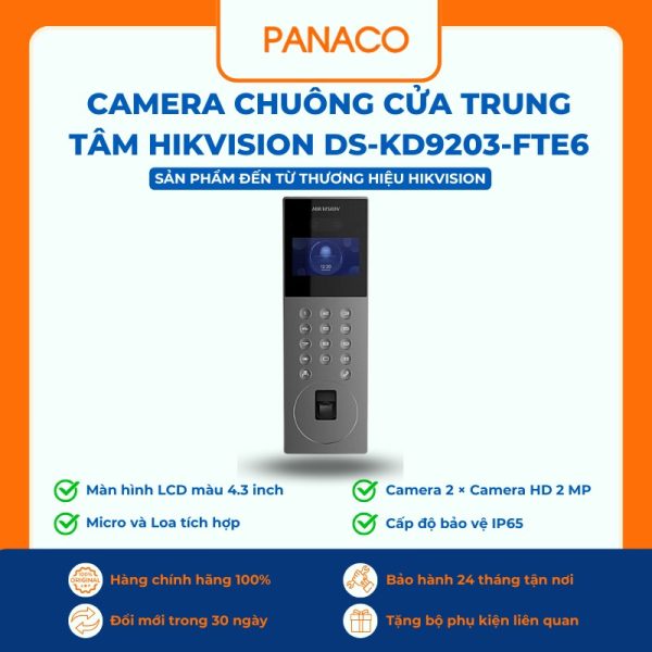 Camera chuông cửa trung tâm IP Hikvision DS-KD9203-FTE6