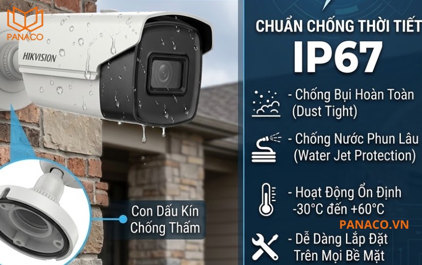 DS-2CE16U1T-IT5F là camera giám sát ngoài trời chống chịu thời tiết