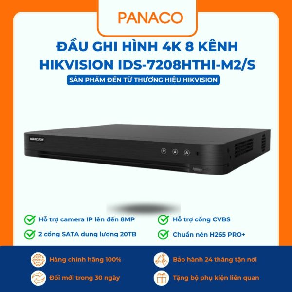 Đầu ghi hình 4K 8 kênh Hikvision iDS-7208HTHI-M2/S