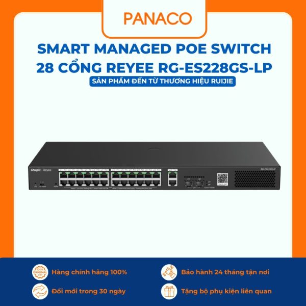 Smart Managed PoE Switch 28 cổng Reyee RG-ES228GS-LP