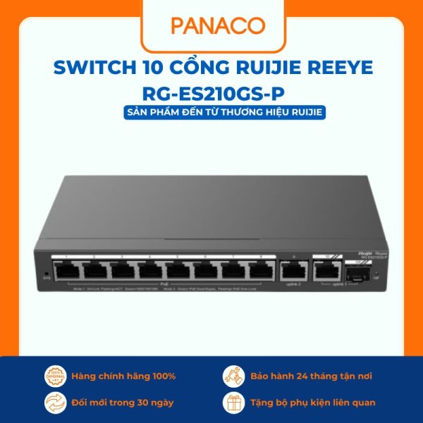 Switch 10 cổng Ruijie Reeye RG-ES210GS-P