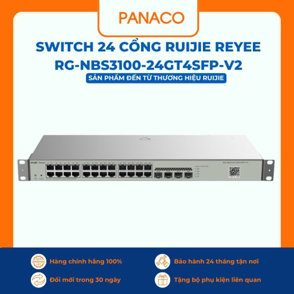Switch 24 Cổng RUIJIE REYEE RG-NBS3100-24GT4SFP-V2