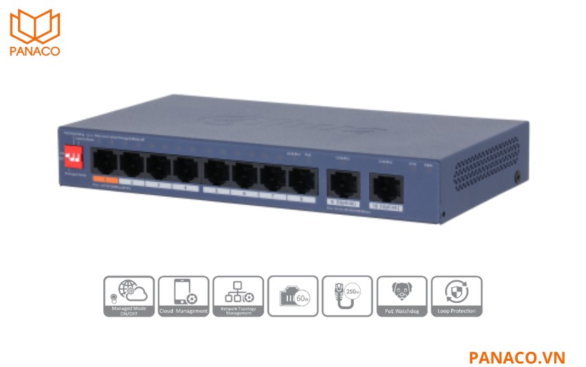 Switch Dahua 8-Port 10_100M PoE DH-CS4010-8ET2GT-60