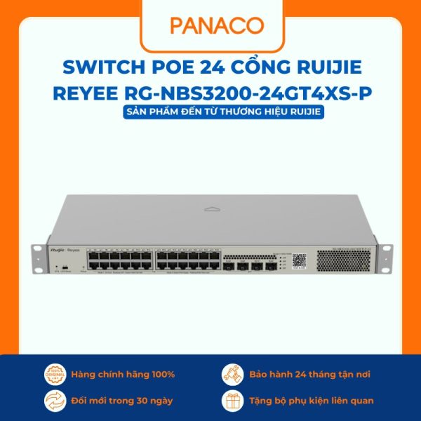 Switch POE 24 cổng Ruijie Reyee RG-NBS3200-24GT4XS-P